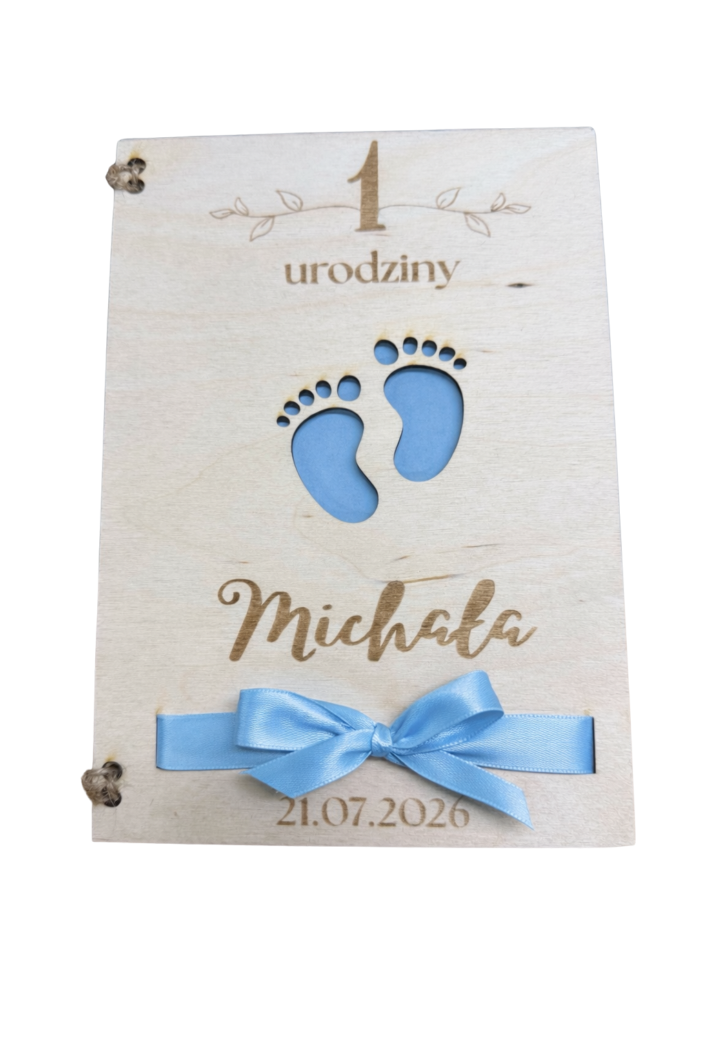 Personalizowana drewniana kartka na roczek dla chłopca