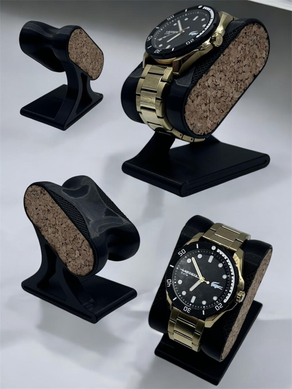 Stojak / podstawka ekspozycyjna na zegarek – druk 3D + naturalny korek