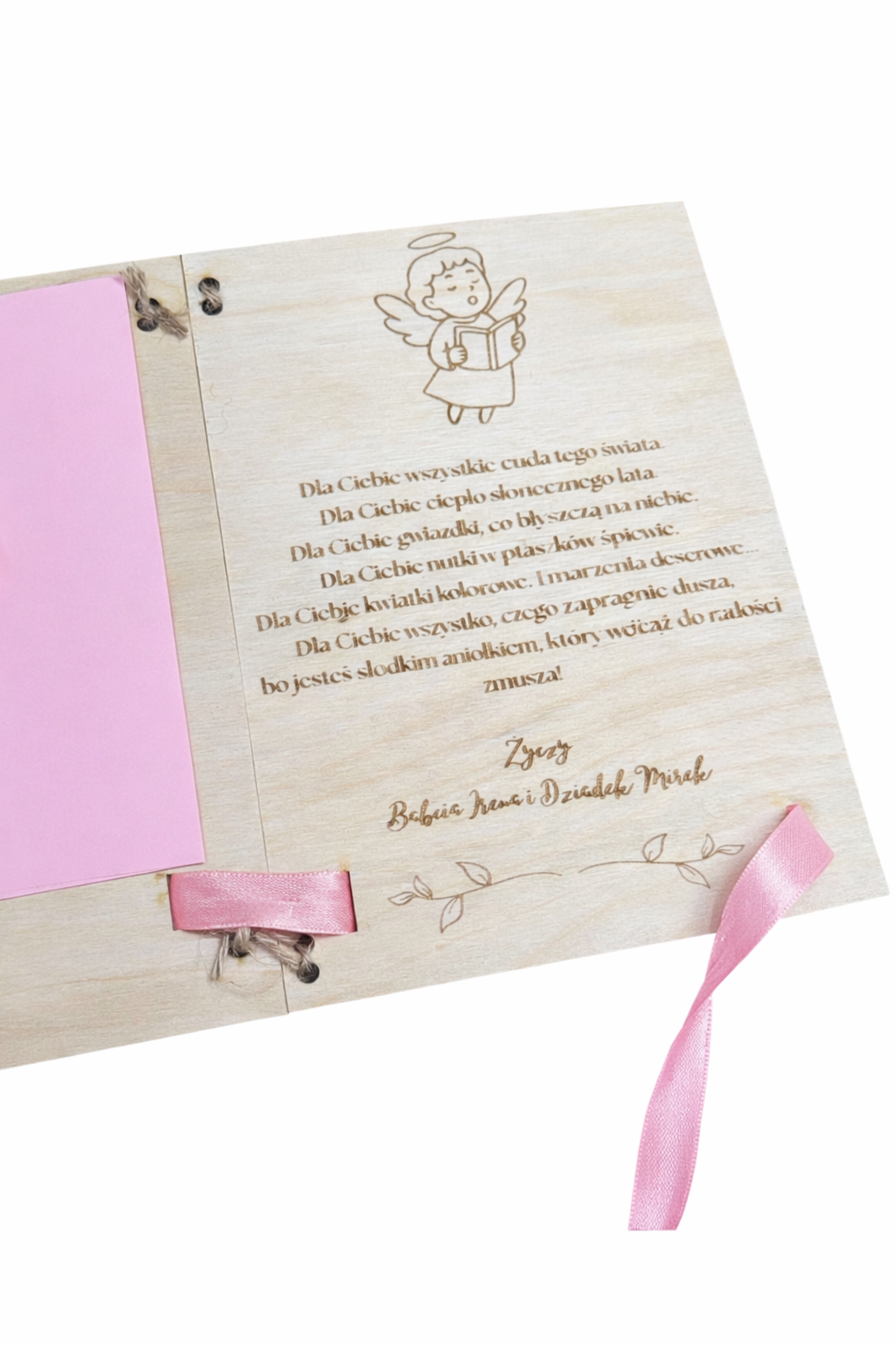 Personalizowana drewniana kartka na roczek dla dziewczynki