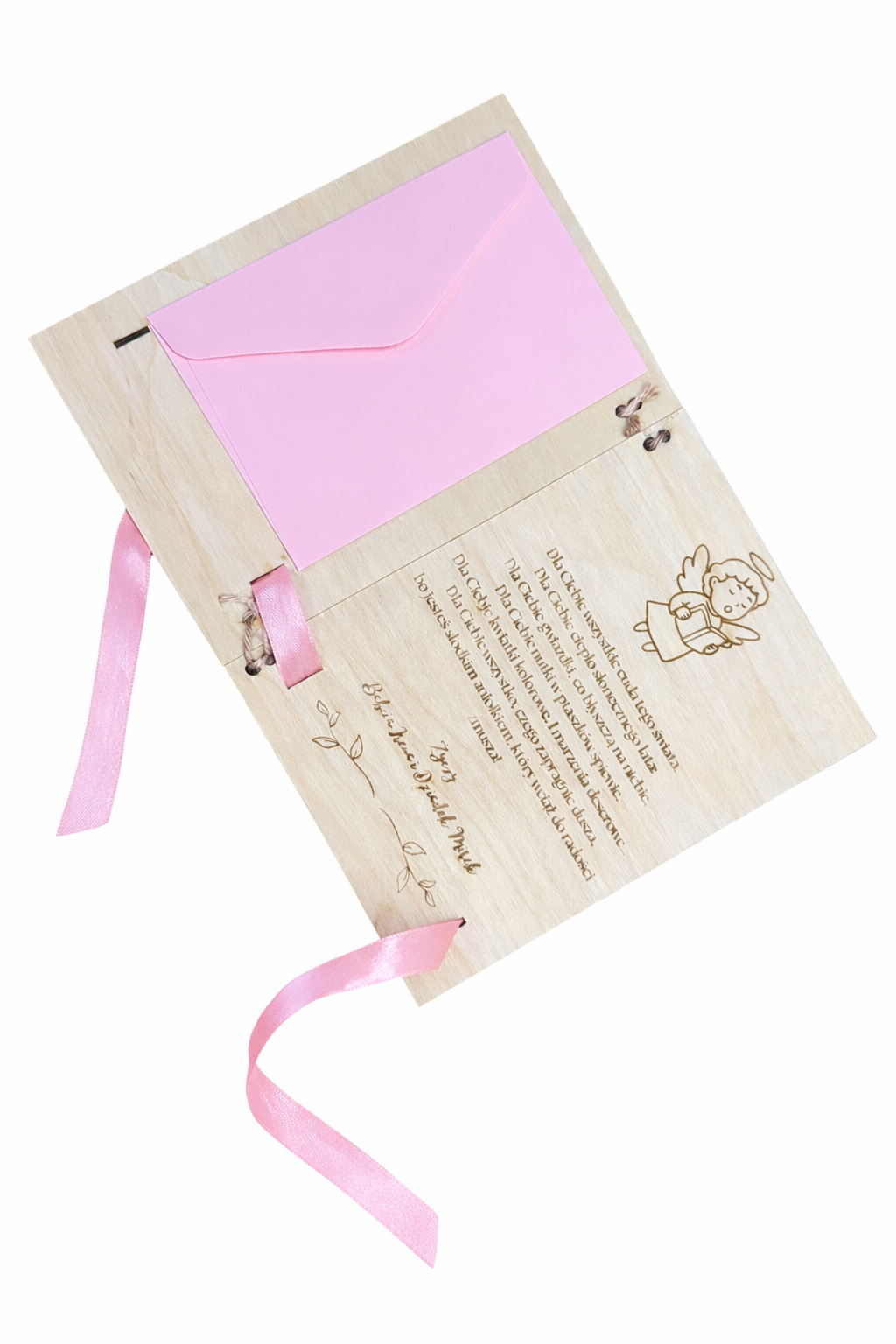 Personalizowana drewniana kartka na roczek dla dziewczynki