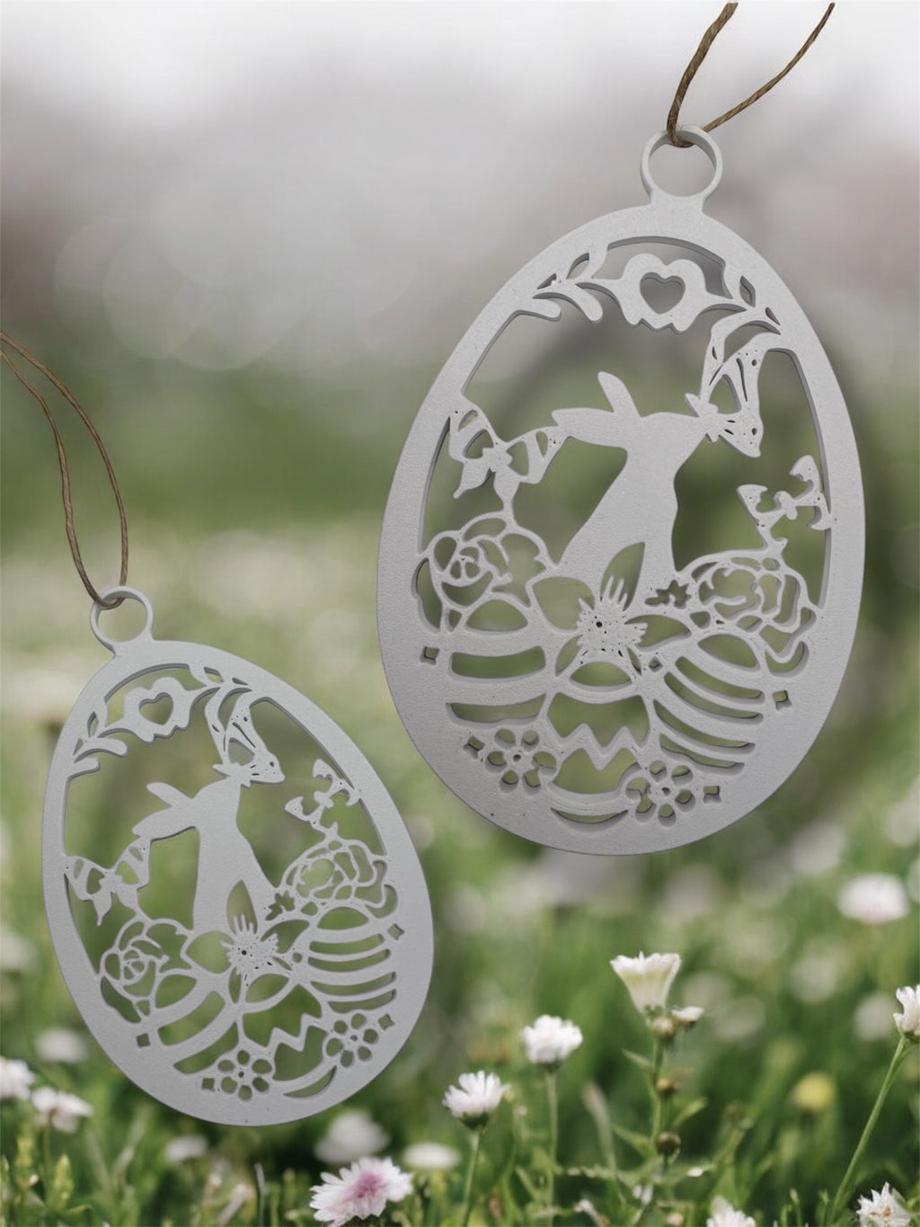 Wielkanocne zawieszki dekoracyjne – ażurowe jajko z króliczkiem