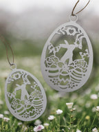 Wielkanocne zawieszki dekoracyjne – ażurowe jajko z króliczkiem