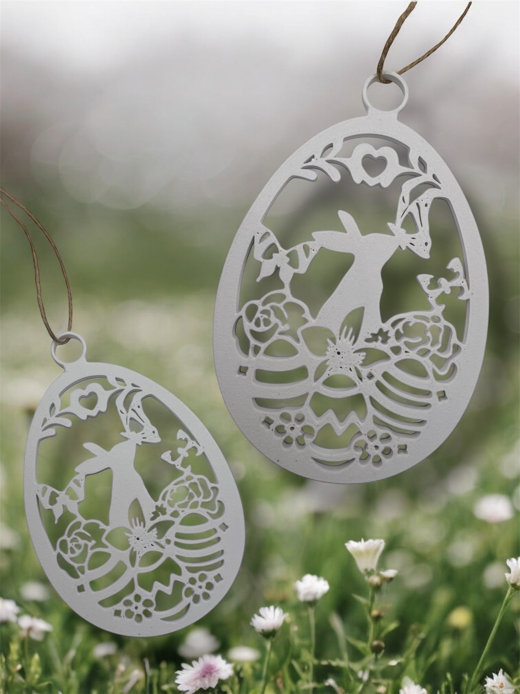 Wielkanocne zawieszki dekoracyjne – ażurowe jajko z króliczkiem