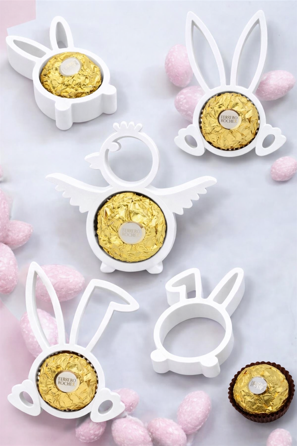 ZESTAW WIELKANOCNY BIAŁY na słodycze cukierki figurki 5 SZT