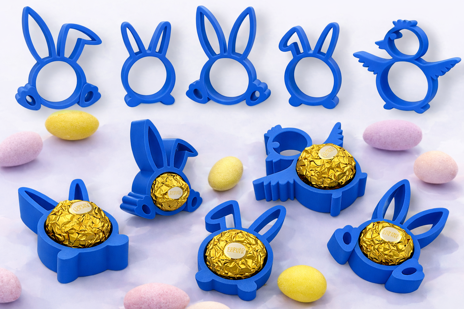 ZESTAW WIELKANOCNY NIEBIESKI na słodycze cukierki figurki 5 SZT