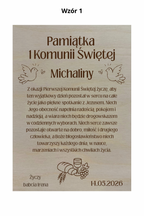 Personalizowana drewniana kartka – Pamiątka I Komunii Świętej