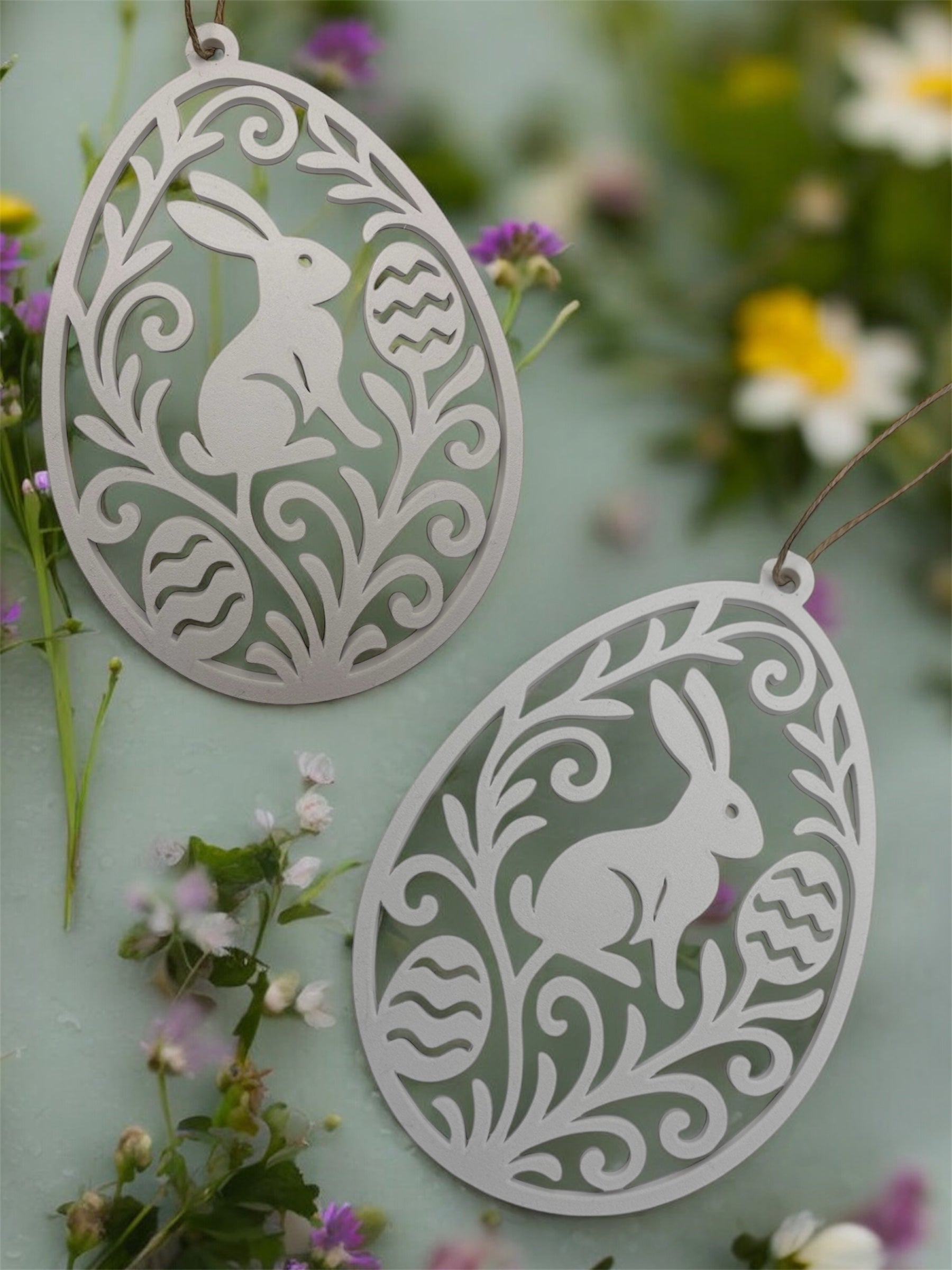 Wielkanocne zawieszki dekoracyjne – ażurowe jajko z króliczkiem