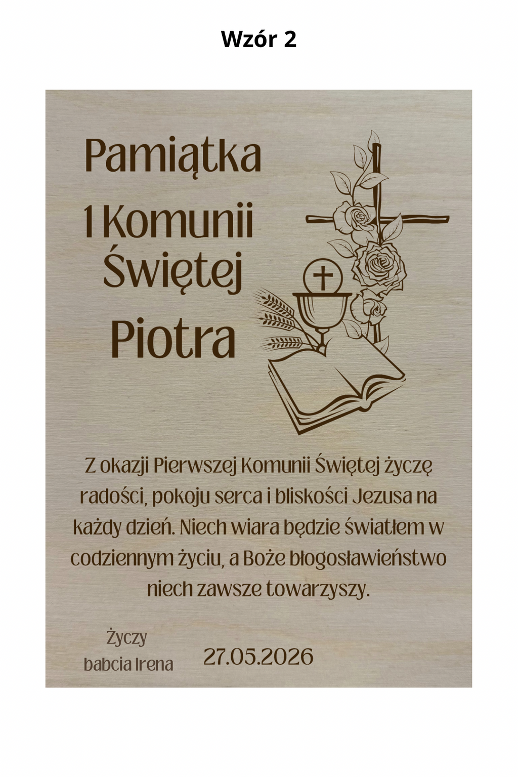 Personalizowana drewniana kartka – Pamiątka I Komunii Świętej
