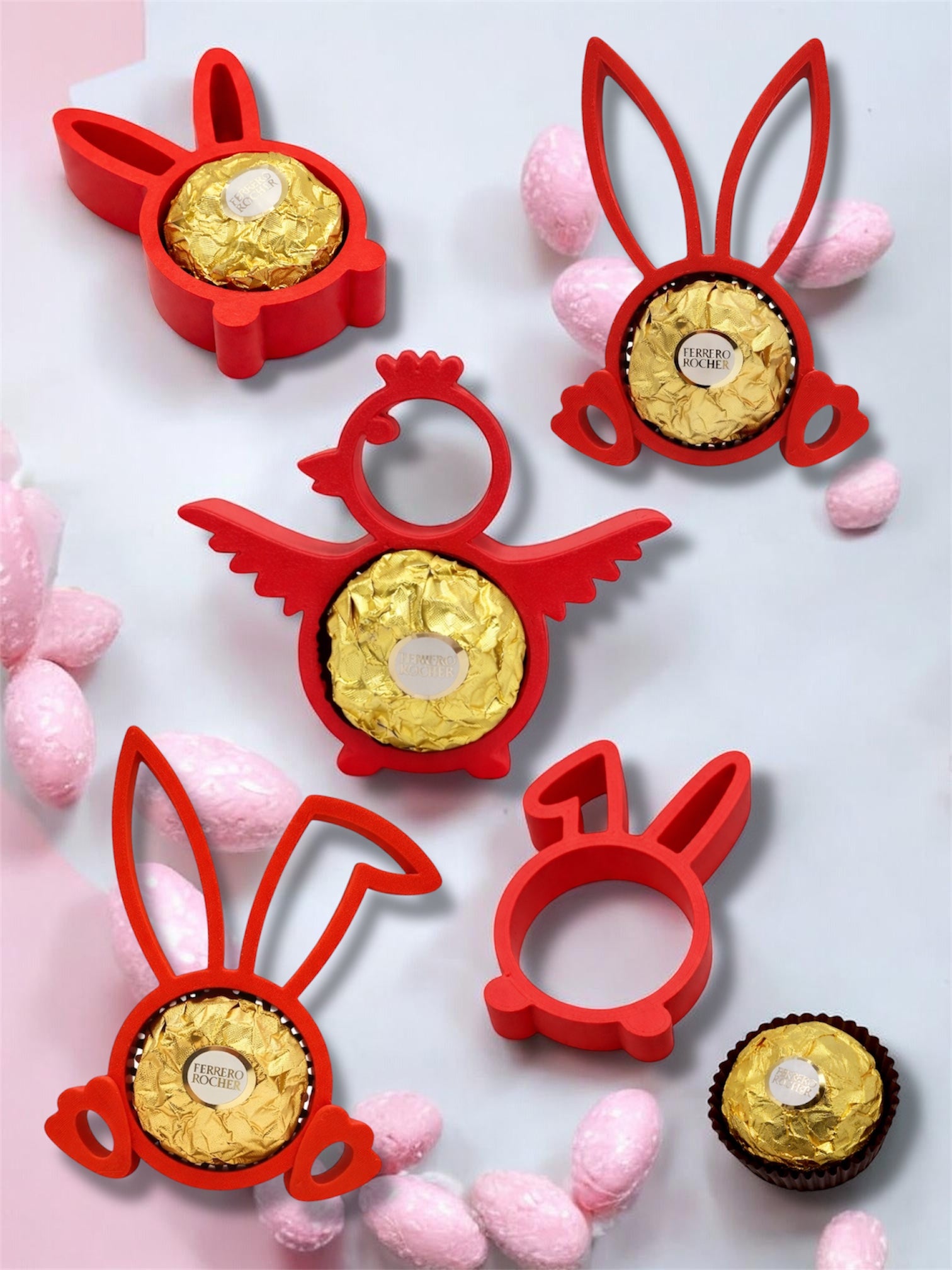 ZESTAW WIELKANOCNY CZERWONY na słodycze cukierki figurki 5 SZT