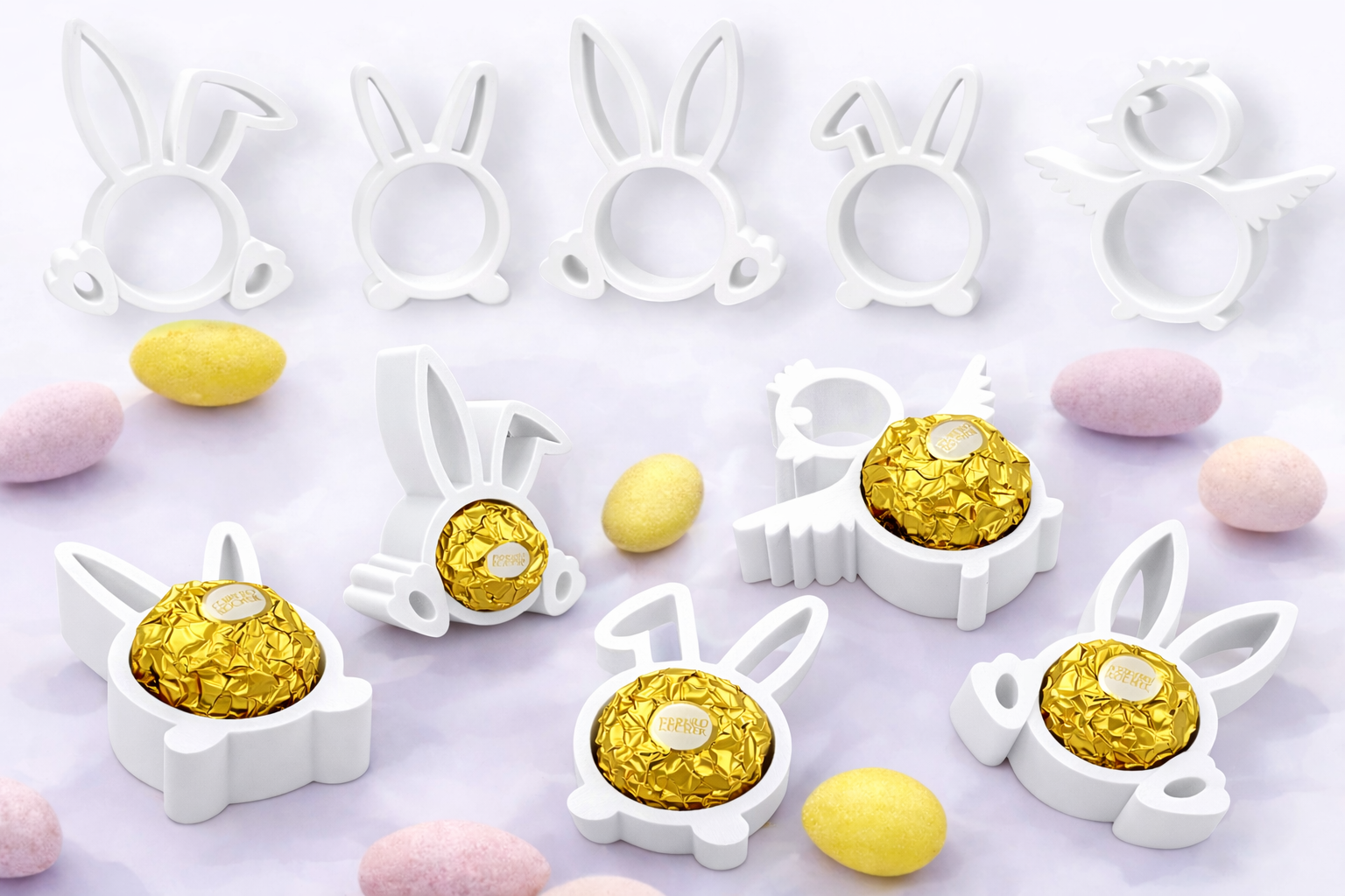 ZESTAW WIELKANOCNY BIAŁY na słodycze cukierki figurki 5 SZT