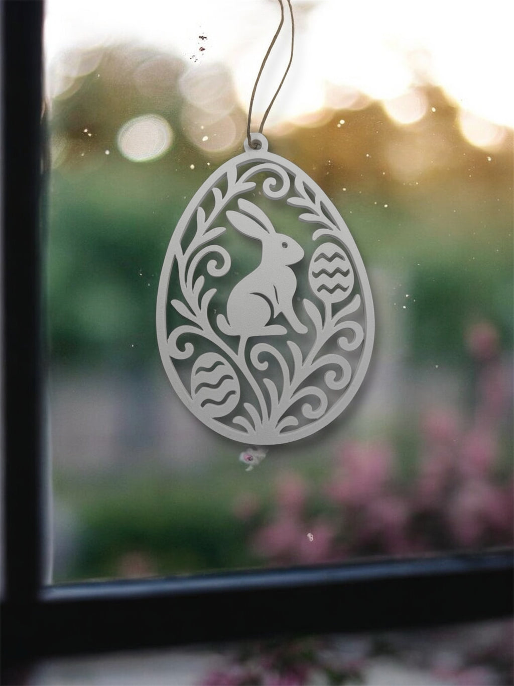 Wielkanocne zawieszki dekoracyjne – ażurowe jajko z króliczkiem