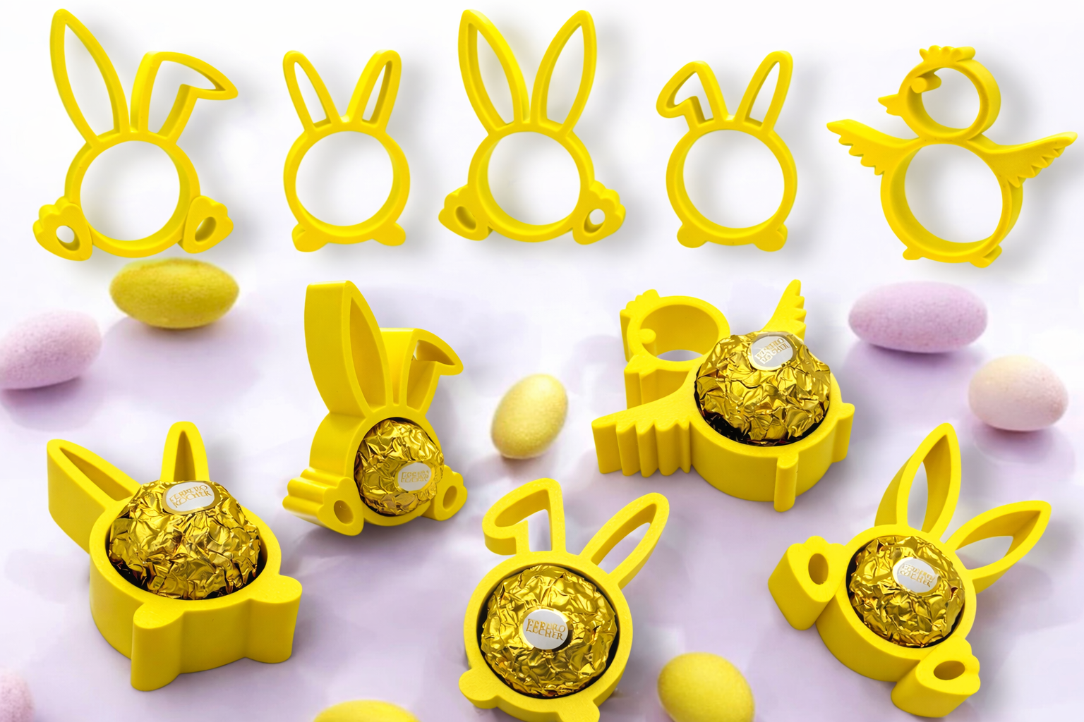ZESTAW WIELKANOCNY ŻÓŁTY na słodycze cukierki figurki 5 SZT