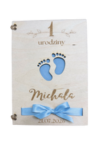 Personalizowana drewniana kartka na roczek dla chłopca