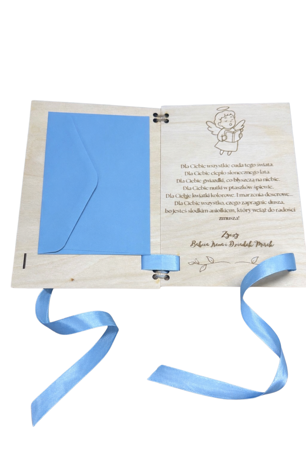 Personalizowana drewniana kartka na roczek dla chłopca