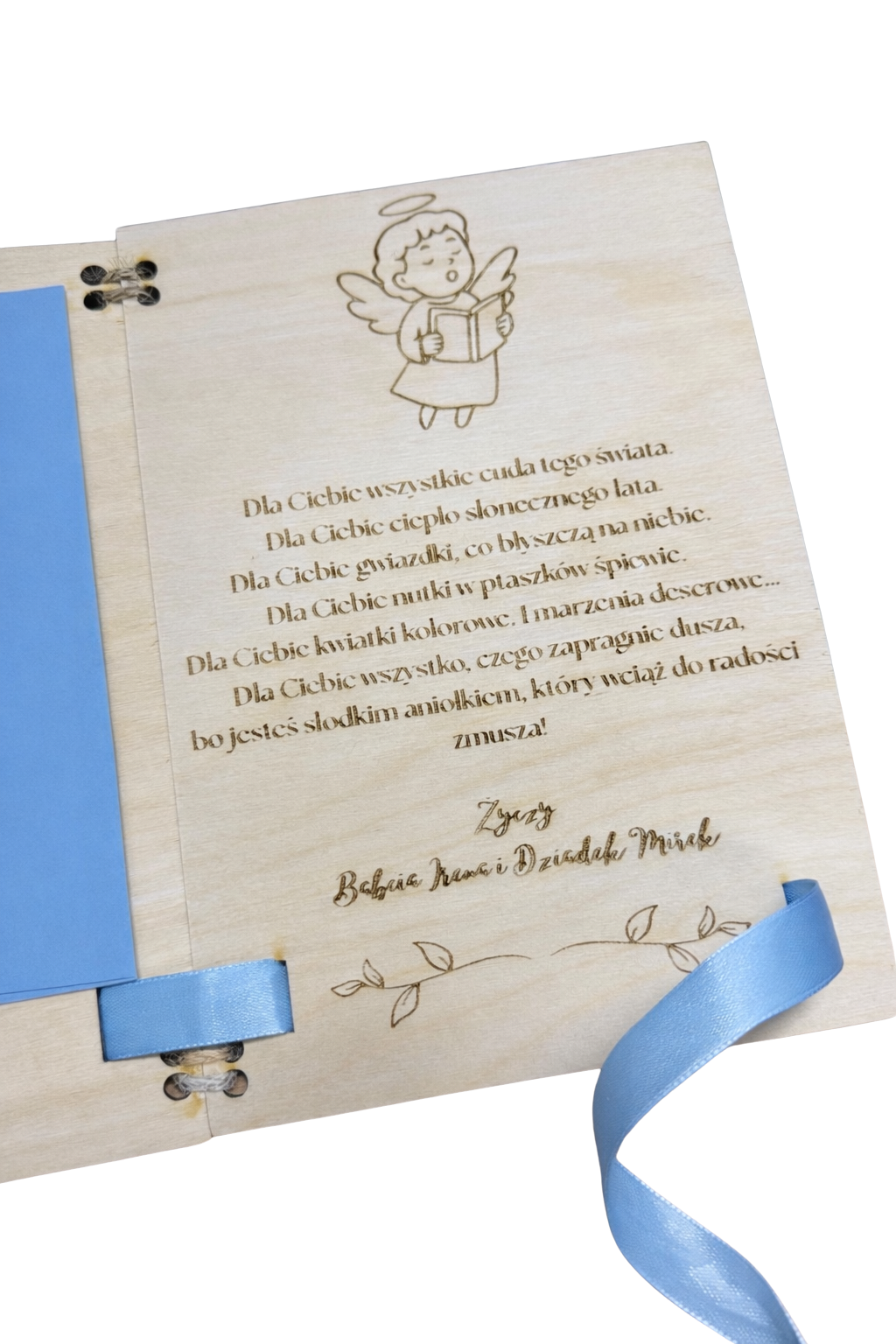 Personalizowana drewniana kartka na roczek dla chłopca